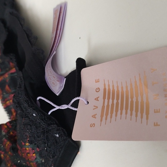 Savage X Fenty Black Caviar Sparkle Prep Unlined Balconette Bra 42D - Picture 8 of 9